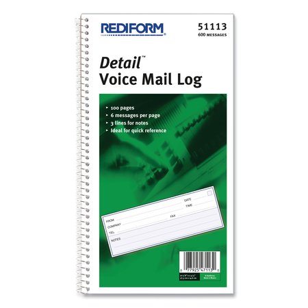 REDIFORM Book, Detail Voicemail Log, White 51113